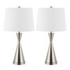 Set of Two 26" Nickel Novelty Table Lamps With Empire Shades