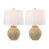 Set of Two 23" Clear Round Table Lamps With Empire Shades