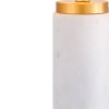 23" White And Gold Bedside Lamp With Empire Shade
