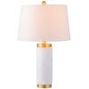 23" White And Gold Bedside Lamp With Empire Shade