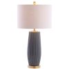 29" Dark Gray And Gold Table Lamp With Drum Shade