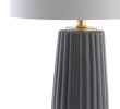 29" Dark Gray And Gold Table Lamp With Drum Shade