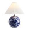 20" Blue And White Globe Table Lamp With Cone Shade