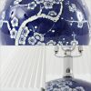 20" Blue And White Globe Table Lamp With Cone Shade