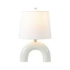 Set of Two 18" White Geometric Arched Lamps With Empire Shades