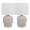 Set of Two 17" Clear Gourd Table Lamps With Drum Shades