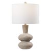 24" Brown Gourd Table Lamp With Drum Shade
