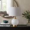 22" White And Gold Globe Table Lamp With Drum Shade