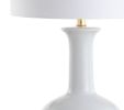 27" White And Gold Novelty Table Lamp With Drum Shade