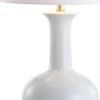27" White And Gold Novelty Table Lamp With Drum Shade