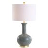 27" Steel Blue And Gold Novelty Table Lamp With Drum Shade