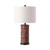 Set of Two 25" Black Table Lamps With Drum Shades