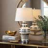 29" Silver Urn Table Lamp With Empire Shade