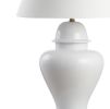 33" White And Gold Urn Table Lamp With Empire Shade