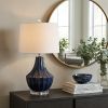 25" Navy Blue And Clear Novelty Table Lamp With Drum Shade