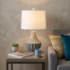 25" Gray And Clear Novelty Table Lamp With Drum Shade