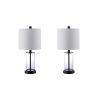 Set of Two 21" Antiqued Bronze USB Table Lamps With Drum Shades