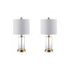 Set of Two 21" Gold USB Table Lamps With Drum Shades