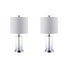 Set of Two 21" Silver USB Table Lamps With Drum Shades