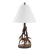 26" Dark Brown Antlers Table Lamp With Empire Shade