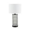 27" Black USB Table Lamp With Drum Shade
