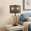 27" Antiqued Bronze Novelty Table Lamp With Drum Shade