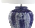 26" Blue And Clear Urn Table Lamp With Drum Shade