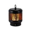 9" Black Pierced Trees Geometric Battery Operated Desk Lamp With Novelty Shade