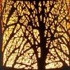 9" Black Pierced Trees Geometric Battery Operated Desk Lamp With Novelty Shade