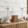 Set of Two 11" White Geometric USB Bedside Lamps With Novelty Shades