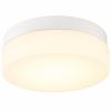 11" White Metal And Glass Flush Mount Ceiling Light