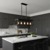 Black Geometric Kitchen Island Five Light Metal Ceiling Light