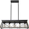 Black Geometric Kitchen Island Five Light Metal Ceiling Light