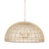 Gold Four Light Rattan Dimmable Chandelier With Gold Shades