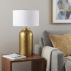 30" Gold Novelty Table Lamp With Drum Shade