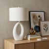 31" White Novelty Table Lamp With Drum Shade