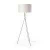 62" Beige Metal Tripod Floor Lamp With Beige Fabric Drum Shade