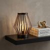 9" Black Metal Pierced Novelty Desk Lamp With Novelty Shade