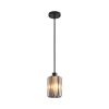 Ash Gray Crystal and Metal Mercury Glass Flush Chandelier With Gold Shades