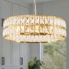 Black Kitchen Island Six Light Crystal and Rope Beveled Glass Flush Chandelier With Gold Shades