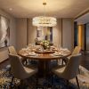 Black Kitchen Island Six Light Crystal and Rope Beveled Glass Flush Chandelier With Gold Shades