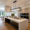 Black Kitchen Island Six Light Acrylic and Wrought Iron Mercury Glass Flush Chandelier With Black Shades
