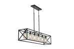 Black Kitchen Island Six Light Acrylic and Wrought Iron Mercury Glass Flush Chandelier With Black Shades