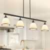 Black Kitchen Island Four Light Glass and Wrought Iron Frosted Glass Flush Chandelier With Black Shades