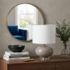 15" Gray Taupe Glass Round Table Lamp With Drum Shade