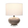 15" Gray Taupe Glass Round Table Lamp With Drum Shade