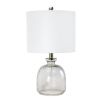 20" Light Gray Textured Glass Table Lamp With White Drum Shade