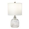 20" Light Gray Textured Glass Table Lamp With White Drum Shade