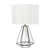 18" Clear And Brass Glass And Metal Geometric Table Lamp With Drum Shade