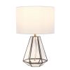 18" Clear And Brass Glass And Metal Geometric Table Lamp With Drum Shade